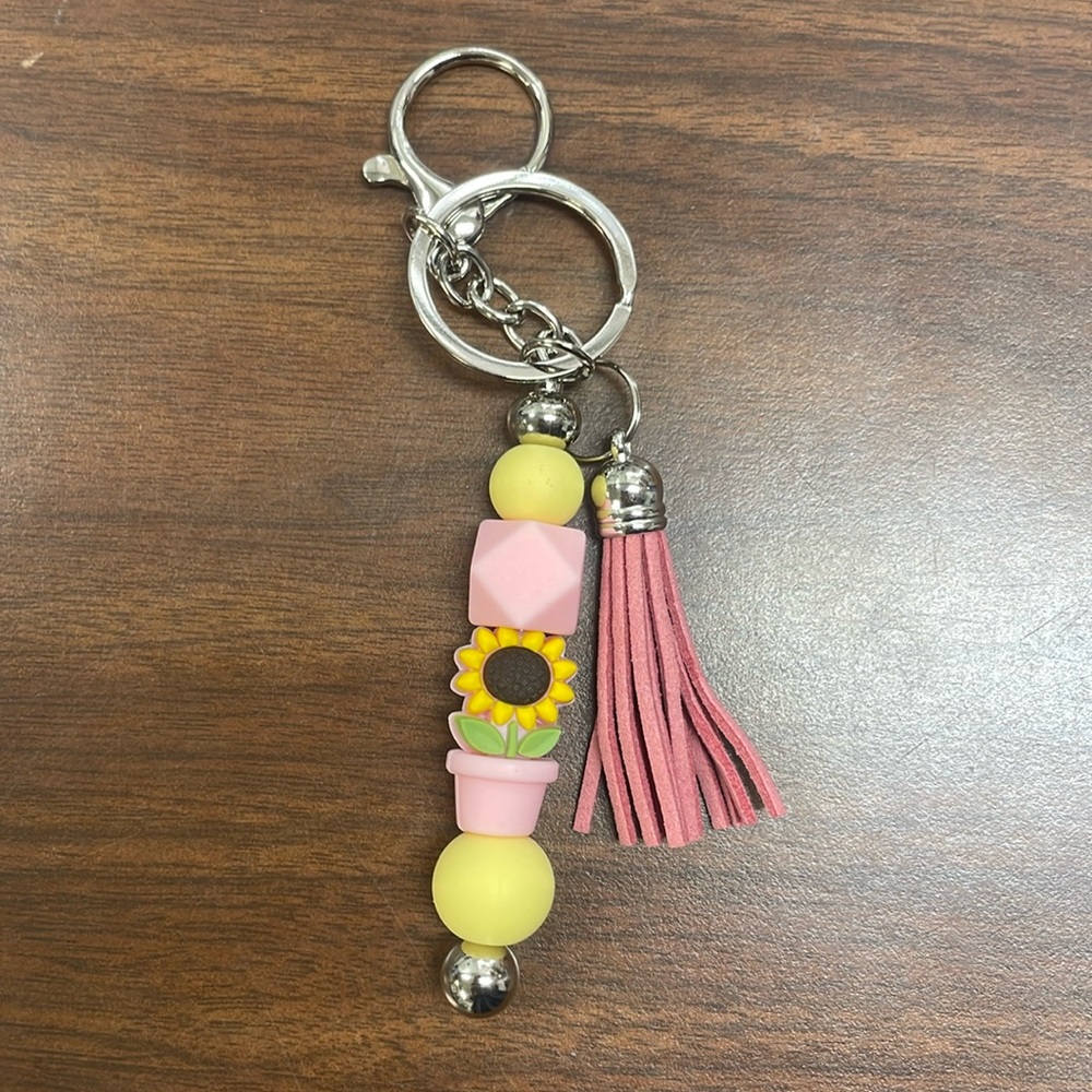 Handcrafted silicone bead keychain